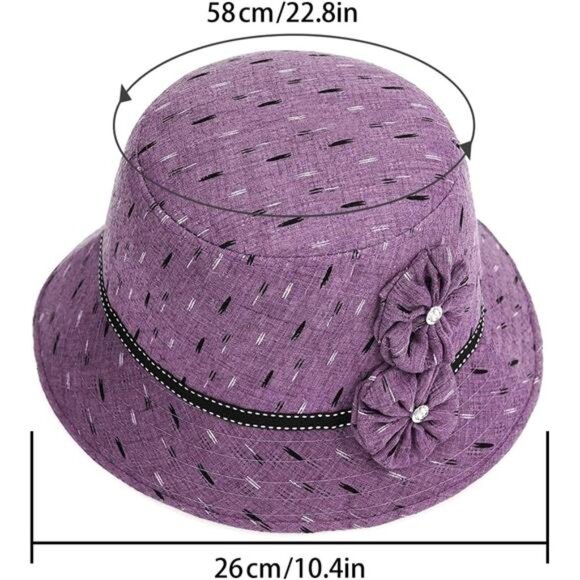 Vintage Felt Cloche Hat Winter Floral Fedora Bucket Hat Bowler Hats - Picture 4 of 7